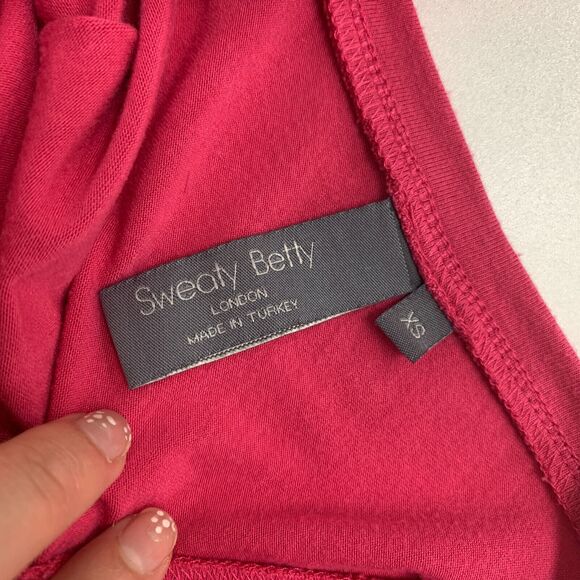 Sweaty Betty Tank Dress Women XS Pink Take It Easy Drop Waist Stretch Tie V Neck - Picture 13 of 16